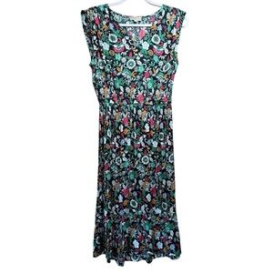 2023 Loft Multicolor Floral MIDI Dress Wedding Summer Occasion Large LP I29